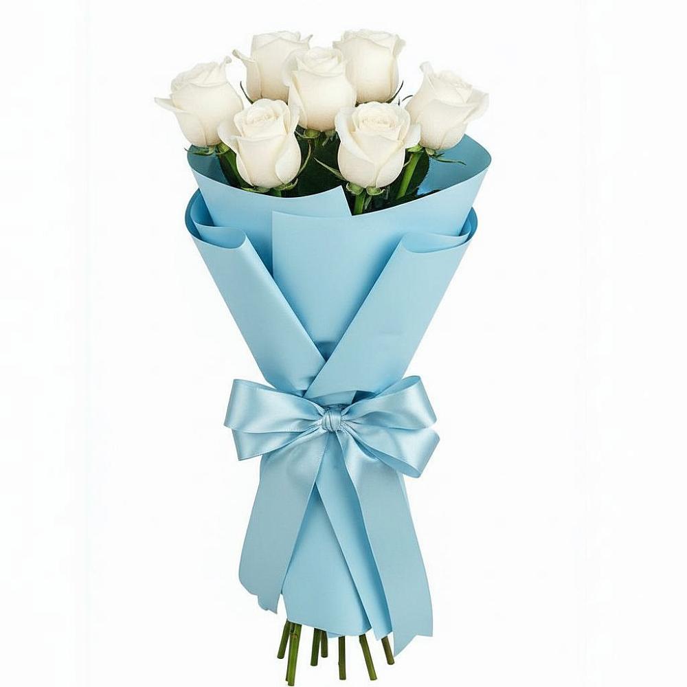 Букет 7 белых роз Проуд в Хомутово Иркутская область
