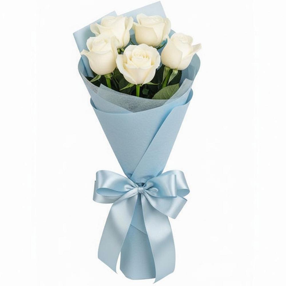 Букет 5 Белых роз Проуд в Хомутово Иркутская область
