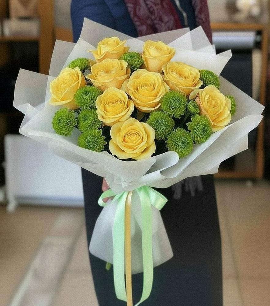 Букет цветов из: Хризантемы и Розы в Хомутово Иркутская область