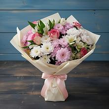 Букет цветов из:  Хризантемы, Альстромерии и Розы #REPLACE_PRED# Хомутово Иркутская область