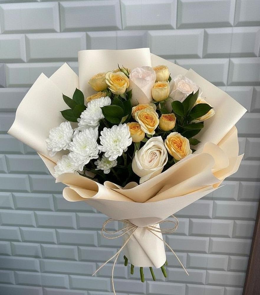 Букет цветов из: Розы и Хризантемы в Хомутово Иркутская область